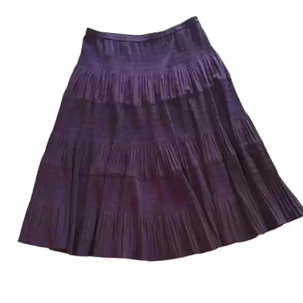 Apostrophe Beautiful dark plum/ purple boho tiered skirt‎ Size 14/16 . EUC.